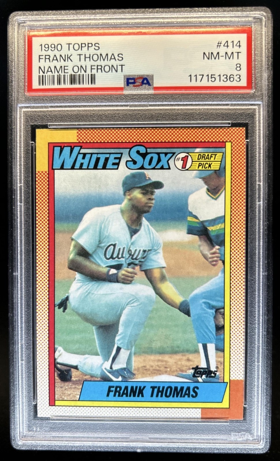 1990 Topps Frank Thomas Name on Front - Debut #414 White Sox PSA 8