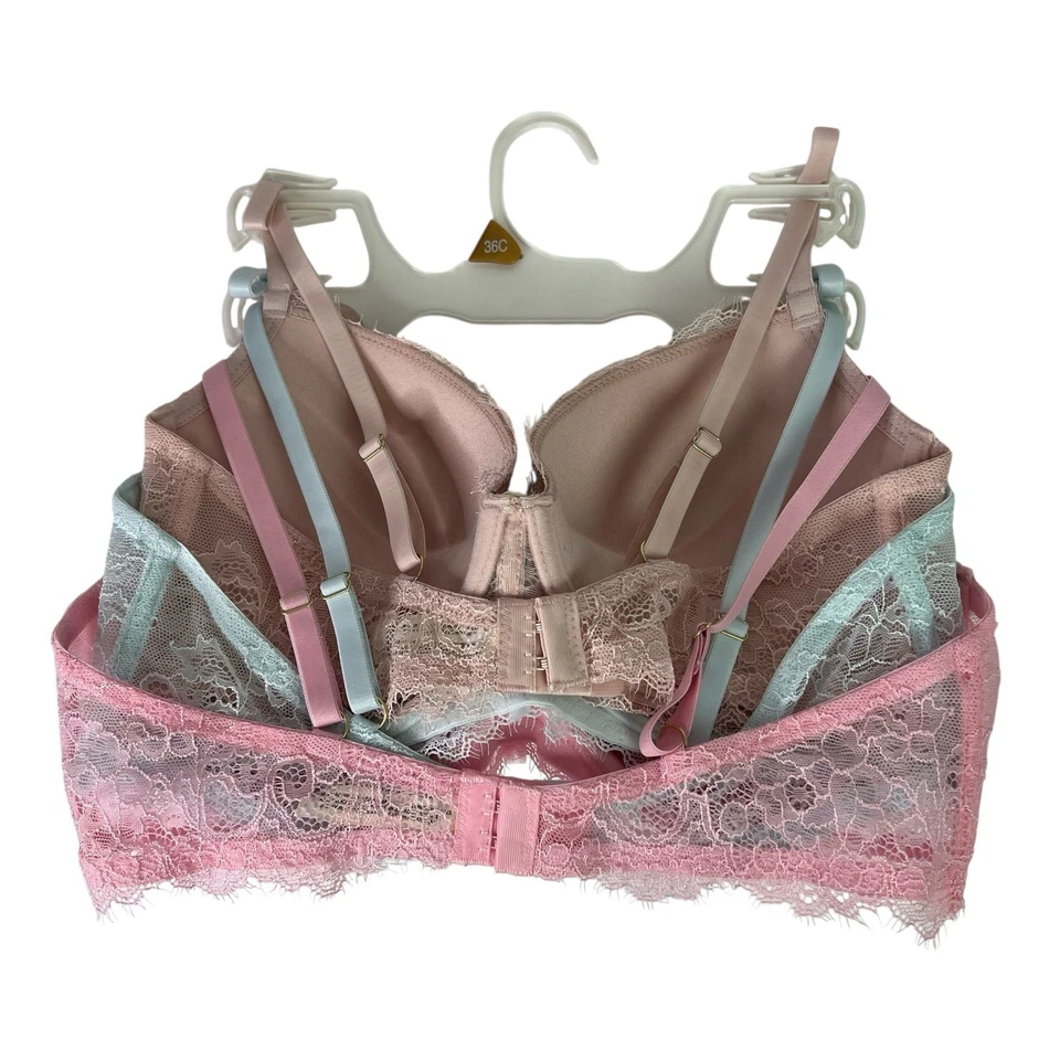 Sutiã Jessica Simpson Ultra Flirty Demi Cup Push Up Tamanho 36C Pkg/3 Várias Cores - Imagem 2 de 4