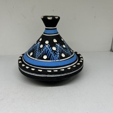 Moroccan Tagine Pot Signed Terracotta Hand Pa...