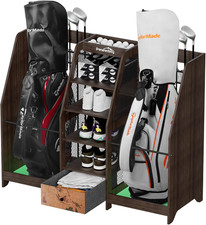Premium Wooden Golf Bag Organizer with Drawer for Garage  Home