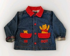 Vintage 90's Winnie the Pooh Disney Denim Jacket Embroidery RARE Girls Sz 18 M