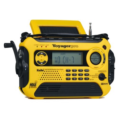Kaito Voyager Pro KA600 Digital Solar Dynamo Crank Wind Up Standard, Yellow 