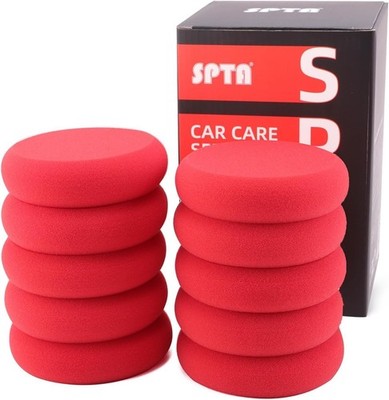Foam Applicator Pads, 4 Inch Round Shape Side Pressing Hand Polishing Red Sponge