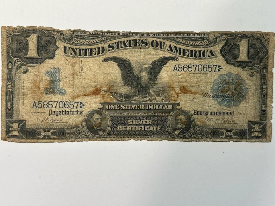 1899 $1 "Black Eagle" silver certificate - One Dollar - USA  D34 - Image 2 of 4
