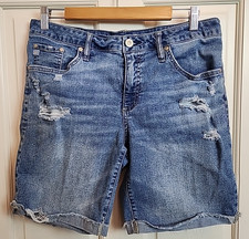 Seven7 Cuffed Relaxed Bermuda Jean Shorts Womens Size 8 Waist 33 Stretch 1-36273