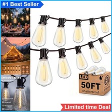 LED Outdoor String Lights 50FT 27 ST38 Shatterproof Bulbs Waterproof IP65 Warm