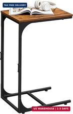 WLIVE C Shaped End Table TV Tray Slide Under Couch Side Table Rustic Brown