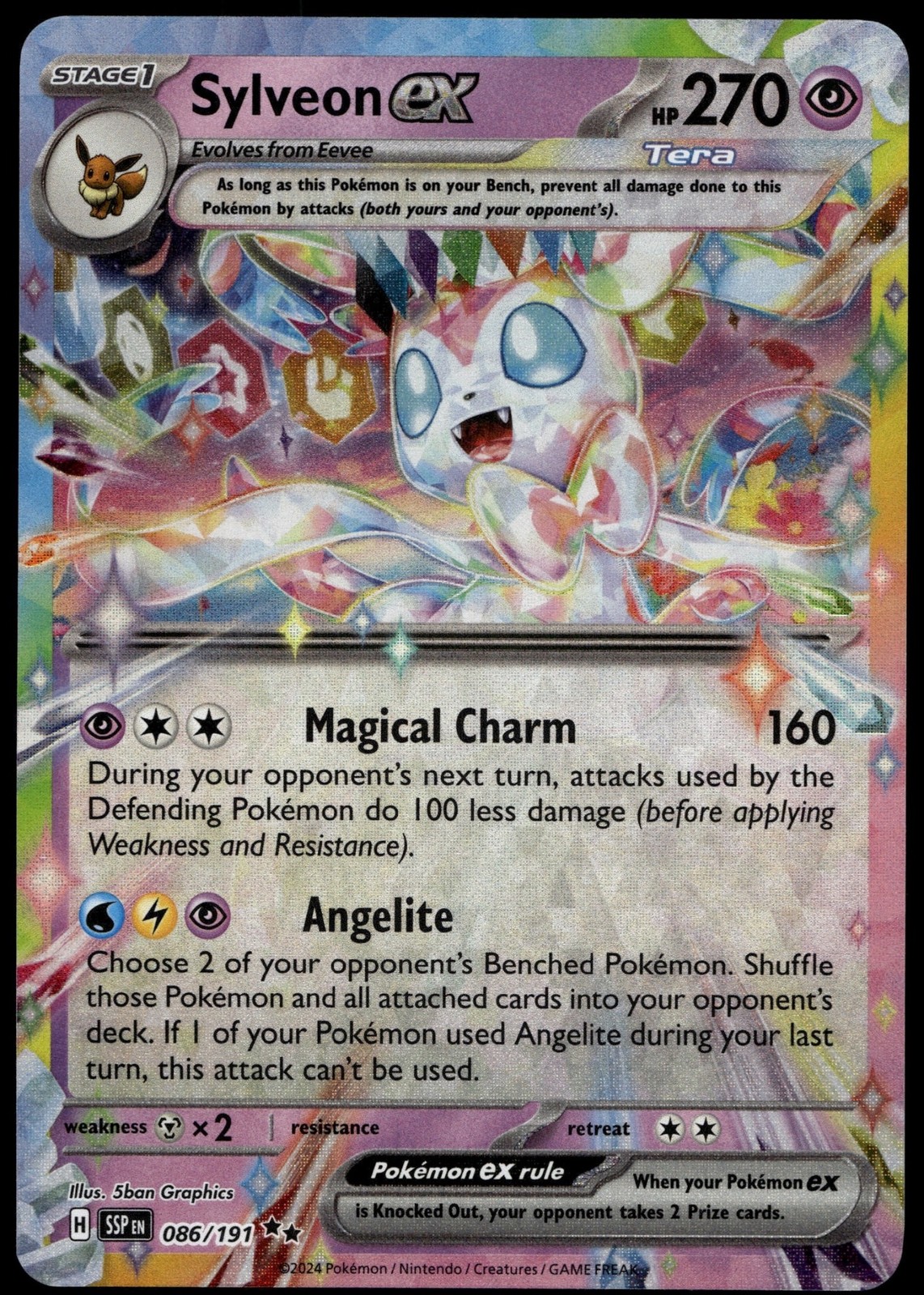 SYLVEON EX 086/191 DOUBLE RARE SURGING SPARKS POKEMON NEAR MINT