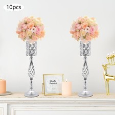 10Pcs Metal Wedding Table Centerpieces Crystal Flower Vase Stand Party Decor