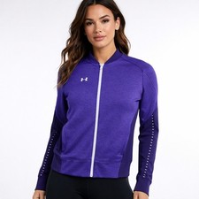 Under Armour Qualifier Knit Warm-Up Full Zip Jacket Womens Small Purple Reflect