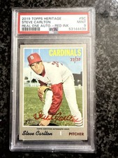 2019 Topps Heritage Red Ink Auto Steve Carlton #/70 PSA 9 St Louis Cardinals
