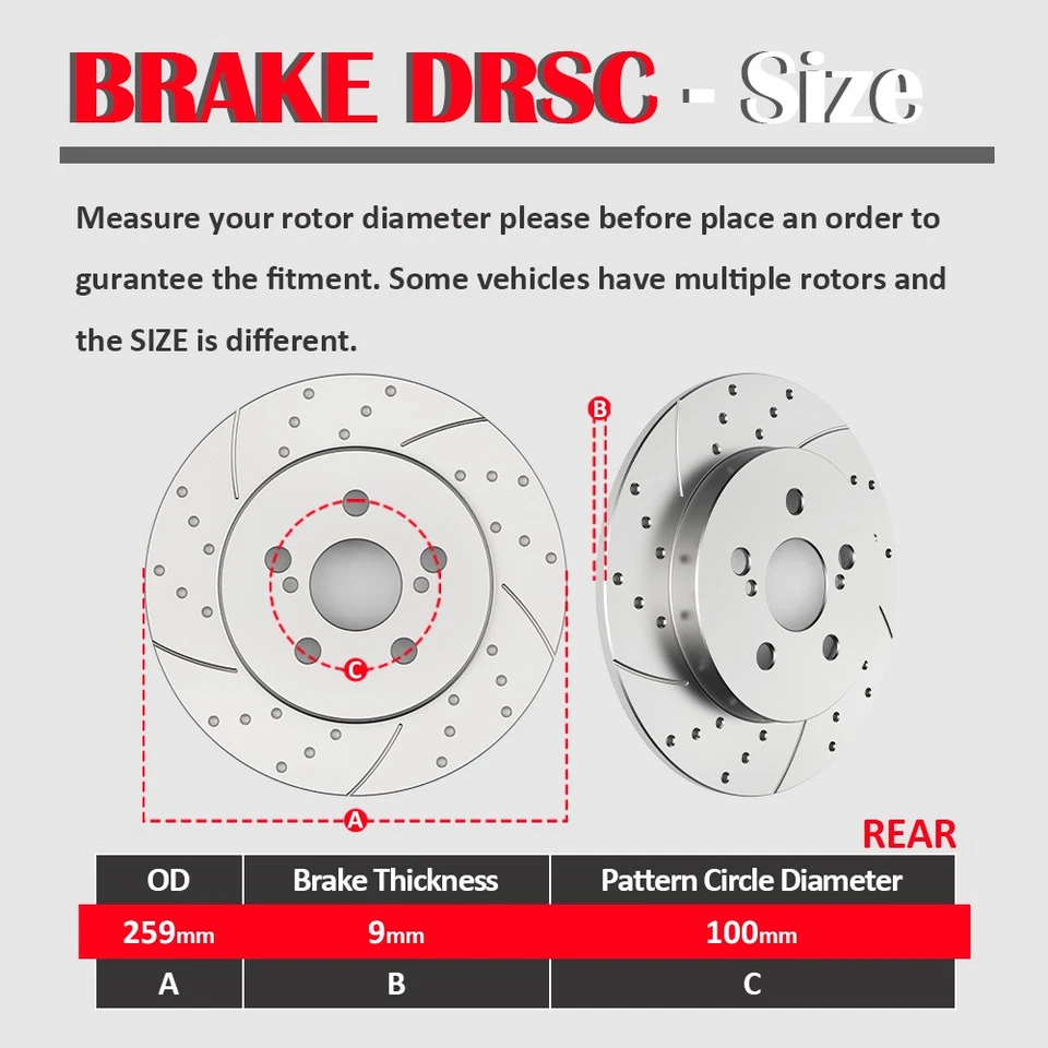 Kit de pastillas de freno de rotores de freno traseros para rotor Corolla Matrix PONTIAC Vibe SCION XD Foto 3 de 4