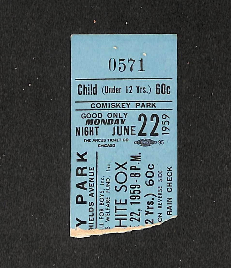 Chicago White Sox Baseball 1959 Vintage Sports Ticket Stubs for