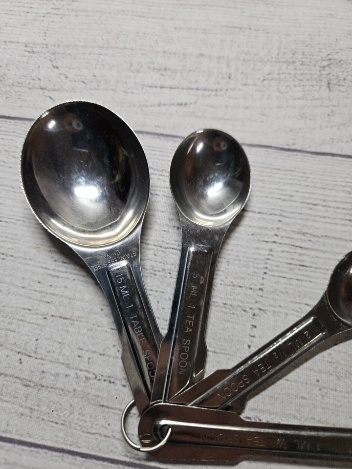 Vintage EKCO Set of 4 Metal Measuring Spoons - 1980s - Stainless Steel - Image 2 of 4