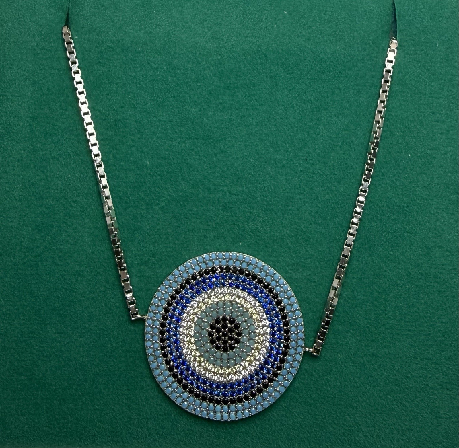925 Sterling Silver Evil Eye Bracelet, Blue CZ Tu… - image 3