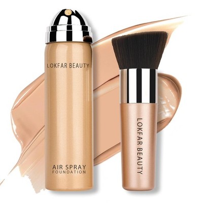 Airbrush Foundation Spray, Silky Mist Foundation Spray Makeup Set with Brush, Fu