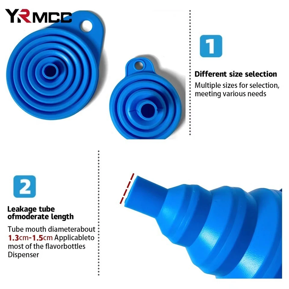 2 peças funil de motor de carro dobrável silicone líquido funil lavadora óleo de motor gasolina - Imagem 2 de 4