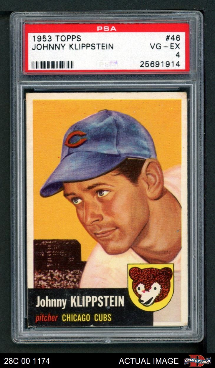 1953 Topps #46 Johnny Klippstein Cubs DOUBLE-PRINT PSA 4 - VG/EX