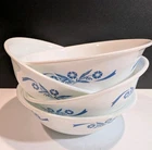 4 Corelle Blue Cornflower 6" Cereal Soup Bowl Milk Glass Corning USA Vintage