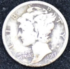 1917-S VERY GOOD Mercury Dime, 90% SILVER!