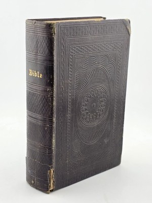 Rare Antique 1864 Oxford Holy Bible Victorian Embossed Leather Bound King James.