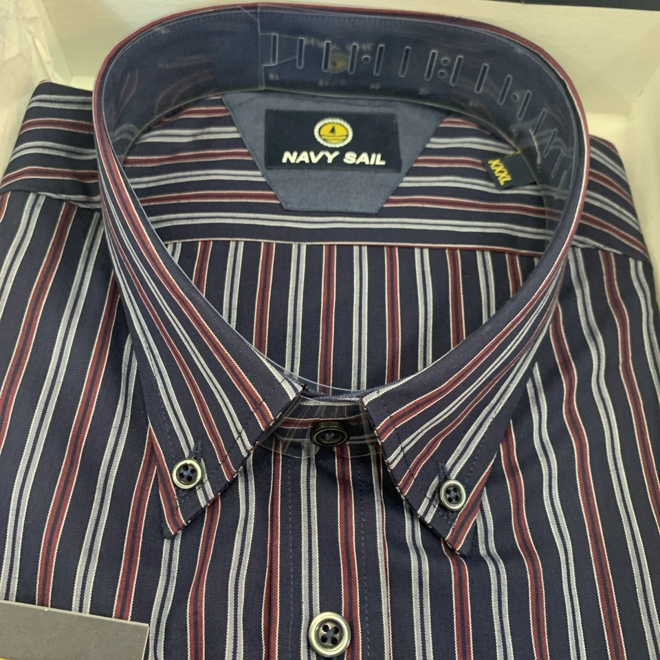 Camicia Uomo Navy Sail Button-Down In Cotone A Righe - Immagine 3 di 4
