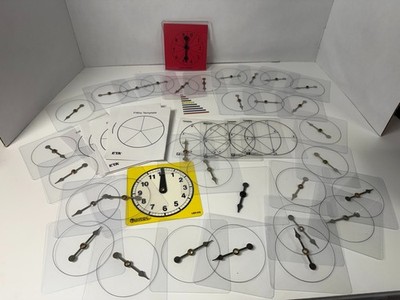 Vintage Math Manipulatives Lot ETA Learning Resources Clocks Fractions Templates