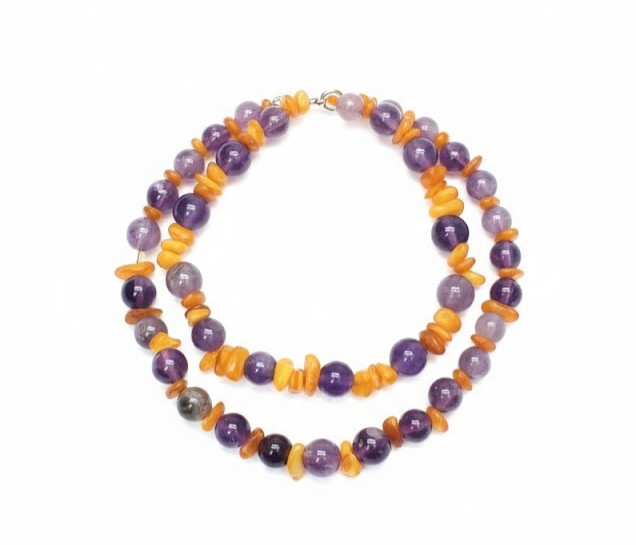 Luxury necklace with silver balls 125G Amethyst with seashells  thumbnail 3