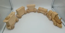  Hand Crafted Wooden Train 5 Piece Set Childs Toy Handmade Solid Wood