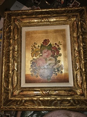 Vito Luis Ruggeri Oil Painting In Expensive Frame. Floral Still Life. Read Notes