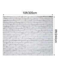 VitalCozy 10 x 8 ft Brick Wall Backdrop for Photoshoot Polyester Fabric White...