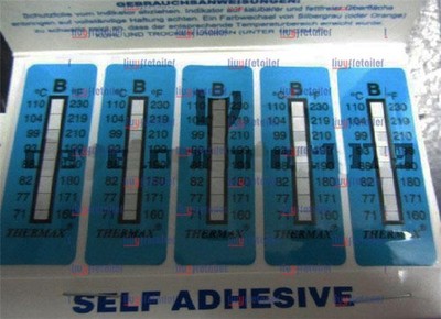 1PC TMC 10 strips THERMAX Temperature Label 8 Level Range B