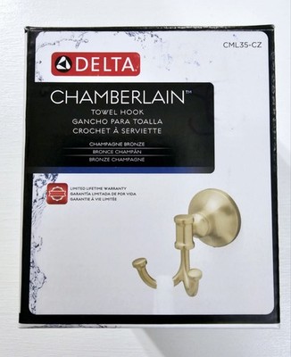 Delta Chamberlain Double J Towel Hook Champagne Bronze CML35-CZ E47 New In Box