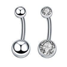 2PC G23 Titanium Rhinestone Belly Button Ring for Women Navel Rings Body Jewelry