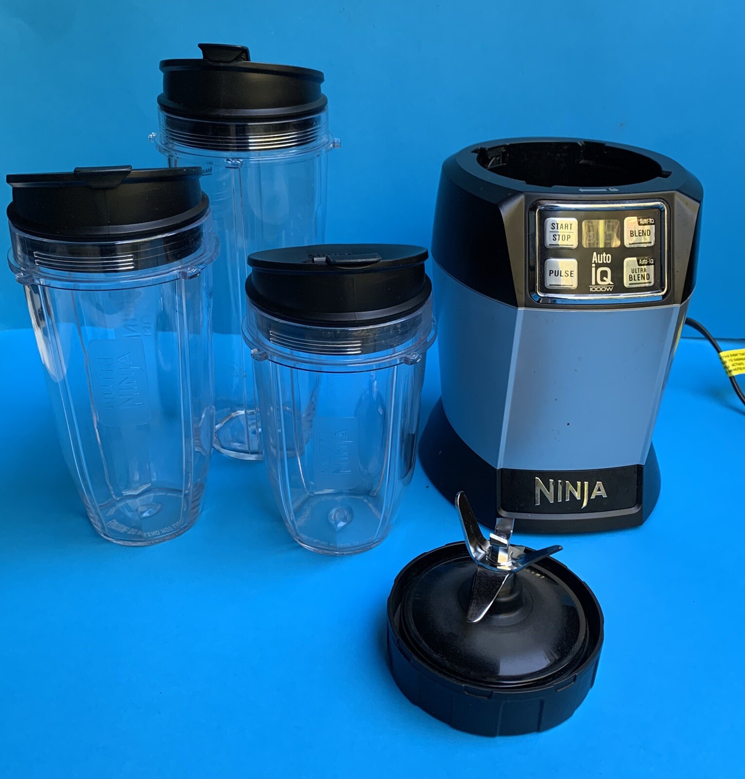 NINJA BL482 Nutri Blender Pro 1000W Auto-iQ, Black, +18, 24, 32oz Cups, Exc!