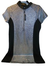 CLUBWEAR Creations Silver Zip up short sleeve dress Womens Size medium NWT