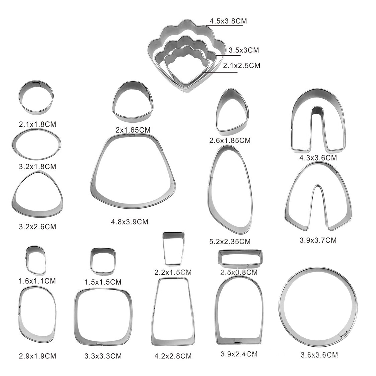 21Pcs DIY Stainless Steel Clay Earrings Set Jewellery Cutting Mold