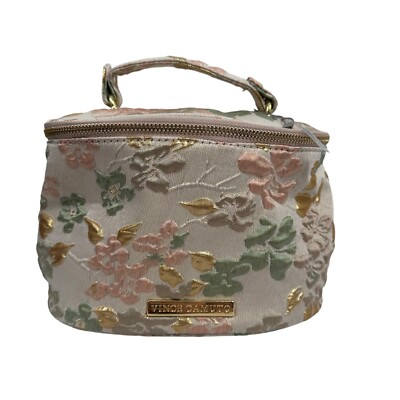 Vince Camuto Floral Gold Damask Cottagecore Zip Train Case
