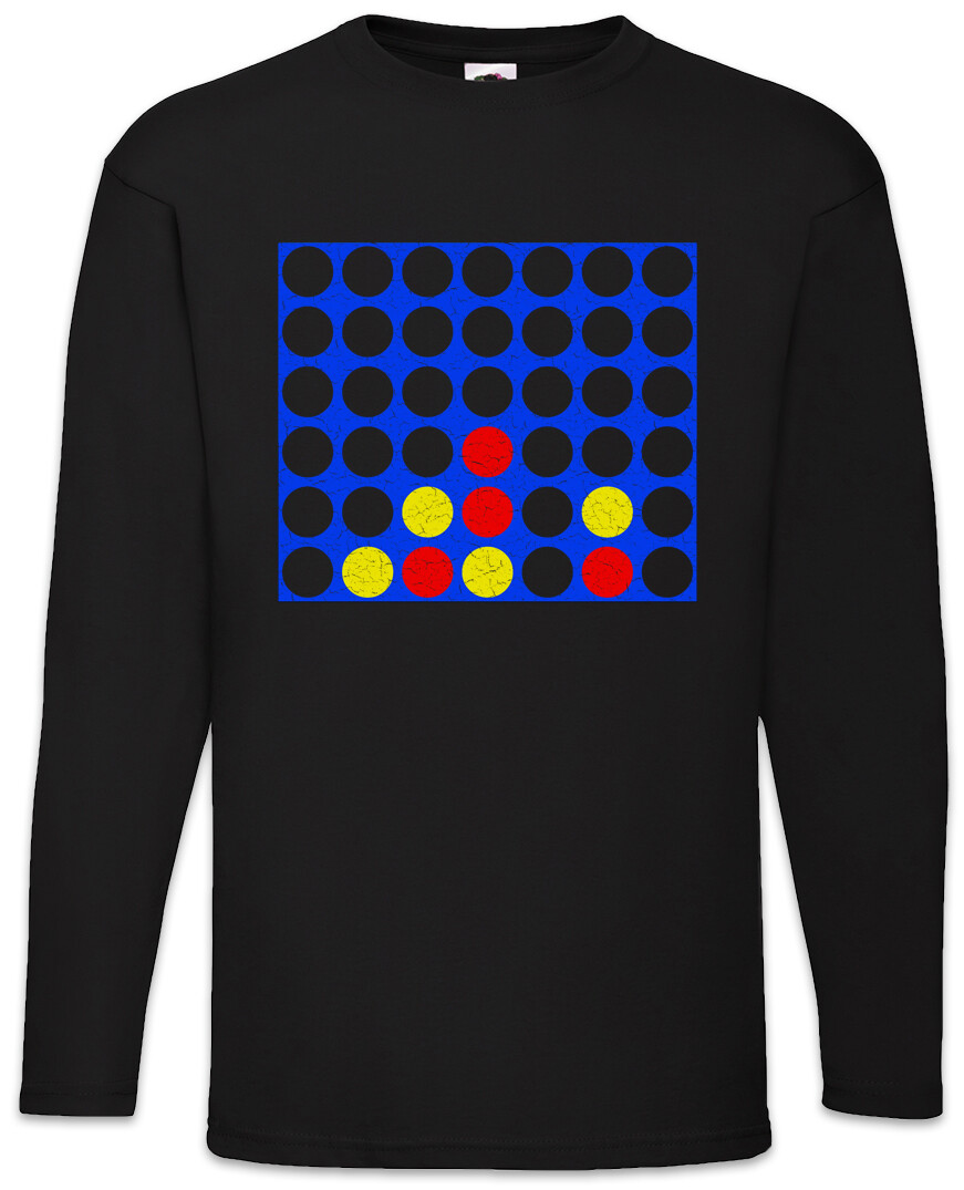 T shirt manica lunga Connect Four Board gioco giocatore retrò geek nerd quattro di fila