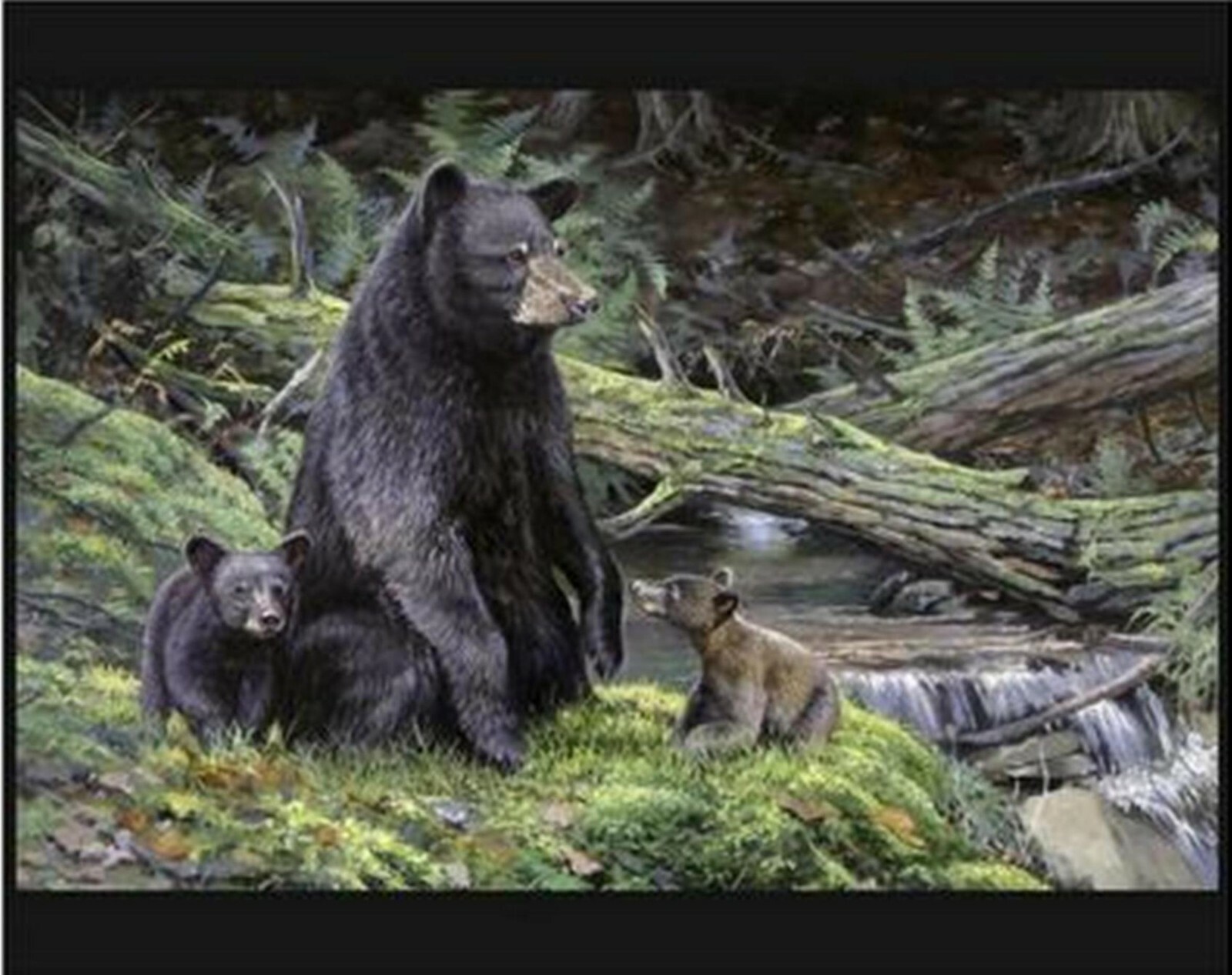 Black Bear Quilt Top Wall Hanging Panel Fabric for Cozy Decor