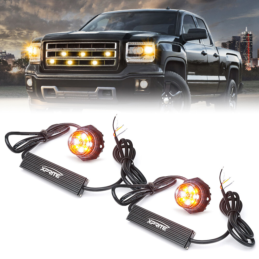 Xprite LED Hide-A-Way Strobe Lights - Internal Headlight Mount - White/Amber Mix, 12V, 8W (1 Or 2 Pieces)