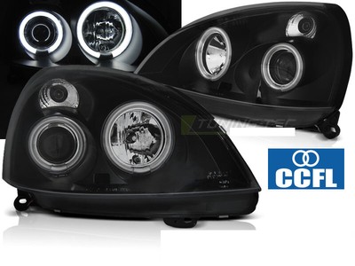 Projektorin ajovalot for Renault Clio 2 II 01-05 Angel Eyes CCFL Black LPRE34WL 