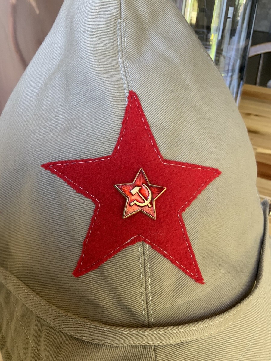 Soviet Red Army Military Visor Summer Khaki Hat/Cap Budenovka