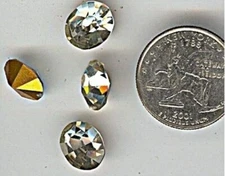 12 ANTIQUE CZECHOSLOVAKIA SMOKY CRYSTAL GLASS FACETED 12x10mm. OVAL JEWELS S363