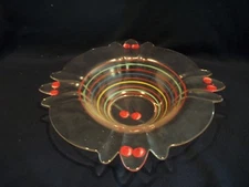 Vintage Clear Glass Hand Painted Very Unique Bowl Cherries Look