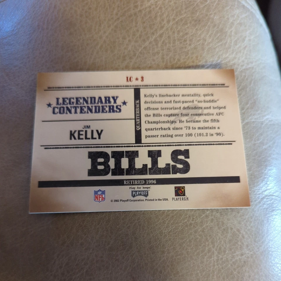 2002 Playoff Contenders Legendary Contenders Bills Football Card #LC3 Jim Kelly - Image 2 of 2