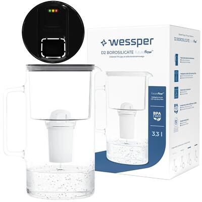 Wasserfilterkanne Glas komp mit Brita Classic Filterverschleißanzeige, Kartusche
