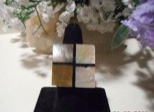 Unusual handmade ring with Abalone shell squares 4 panels of real Abalone