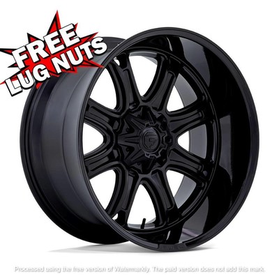 20 Black Rims 20 inch 20x10 Fuel DARKSTAR MATTE + GLOSS BLACK wheel rim 5x5.5 5x139.7 ...