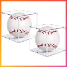 2 Pack Baseball Display Case, UV Protected Acrylic Baseball Holder Display case,